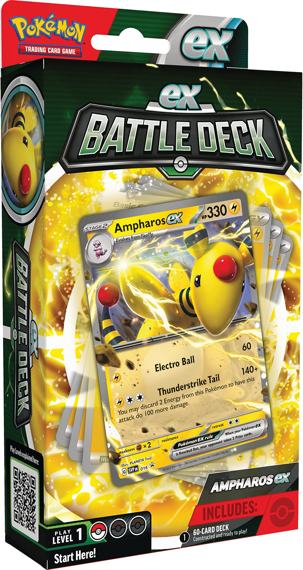 Pokémon Ampharos ex Battle Deck cover shows a ready-to-play setup for quick battles