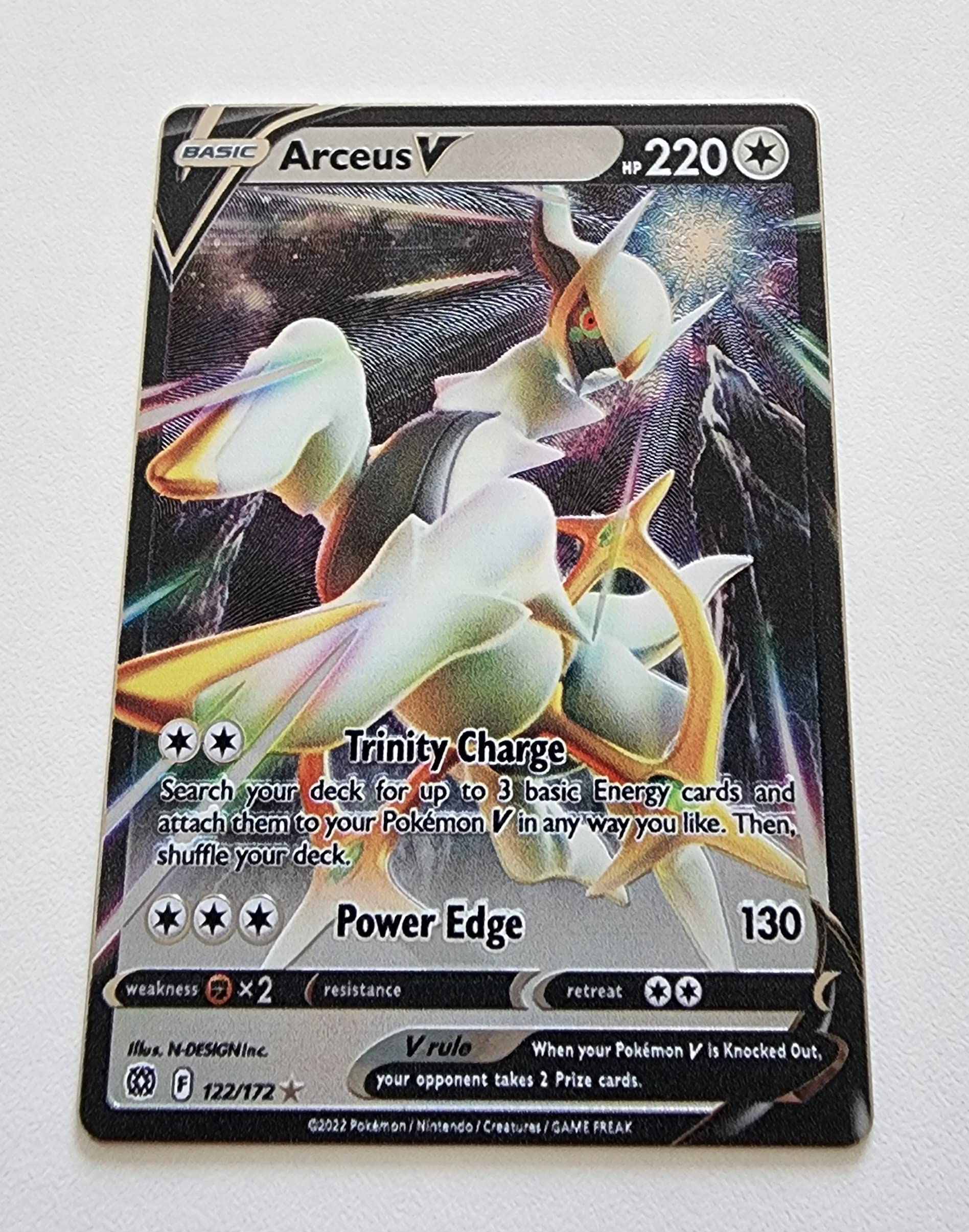 Pokemon Arceus V Brilliant Stars holo-foil front view with vivid shine