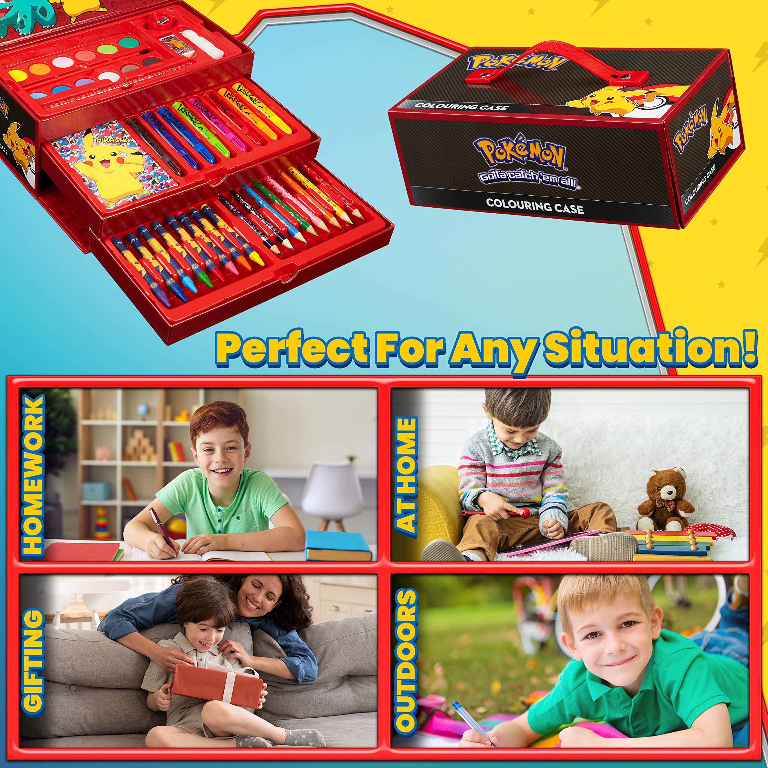 Pokémon Art Set compact case keeps supplies organized for school and travel.