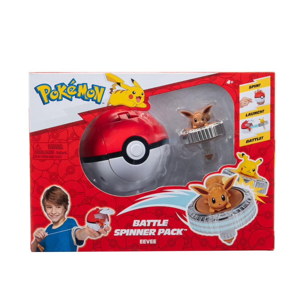 Pokémon Battle Spinner Eevee inside a Poké Ball, ready for quick arena duels.