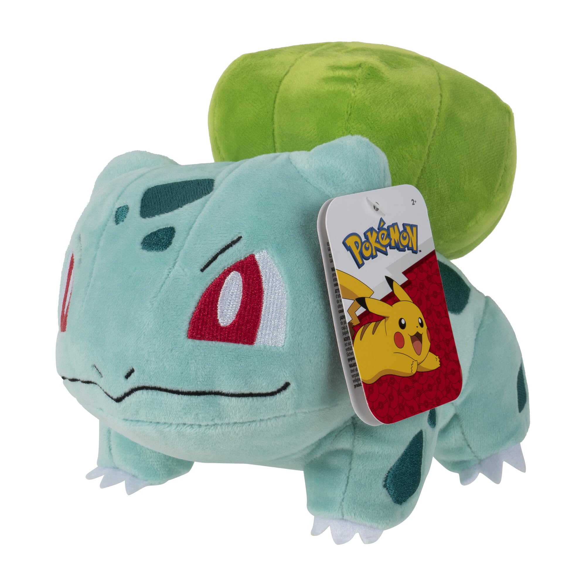 Pokémon Bulbasaur plush 8in front view highlights a soft cuddle-ready companion