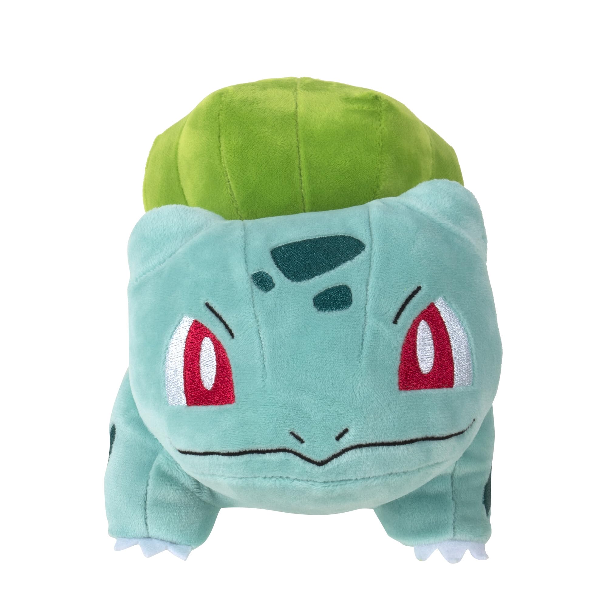 Pokémon Bulbasaur plush 8in side view shows portable, ready-to-cuddle size