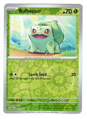 Pokémon Bulbasaur reverse foil card ideal for collection display and gameplay.