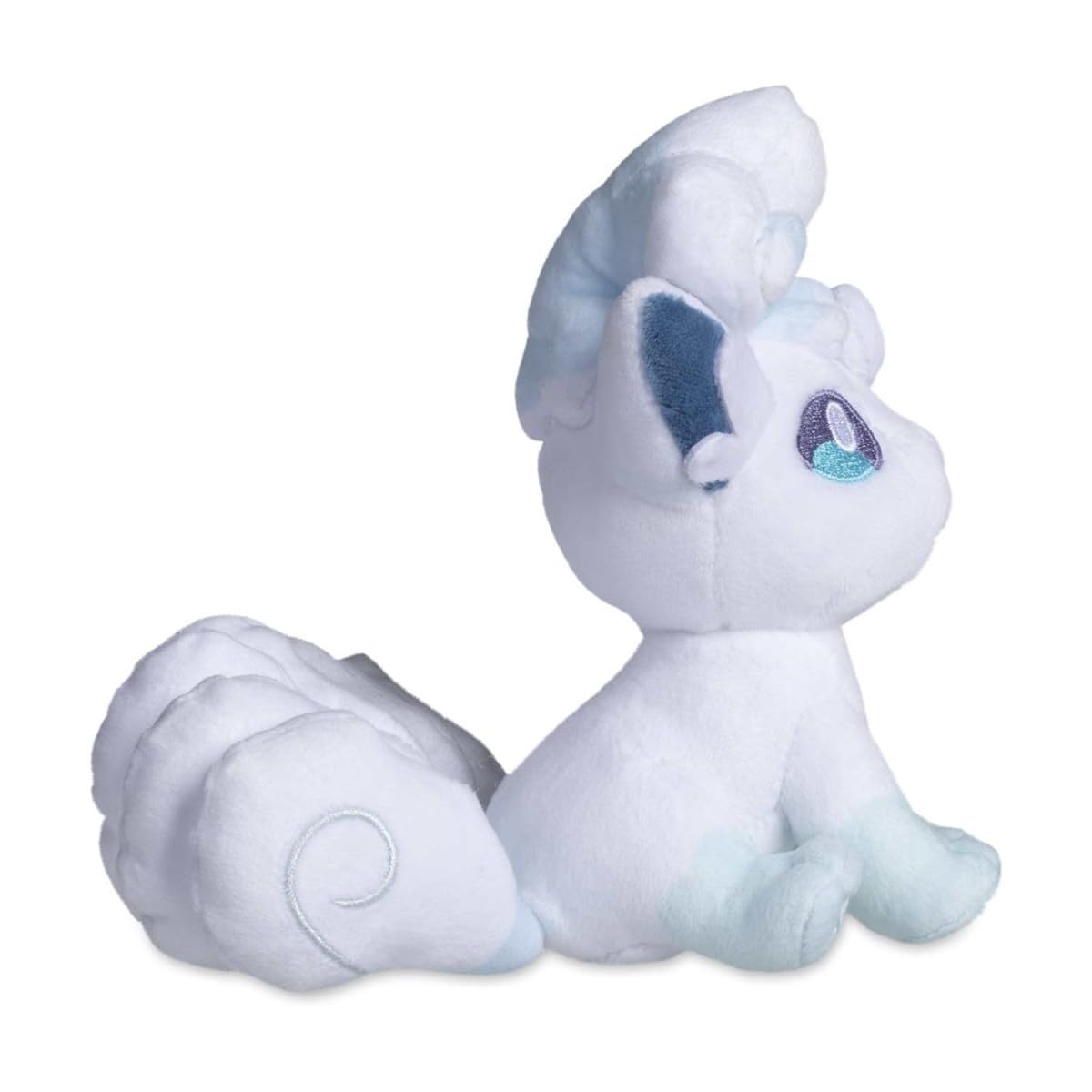 Pokémon Center Alolan Vulpix Sitting Cuties Plush fits neatly on desks or shelves as decor.