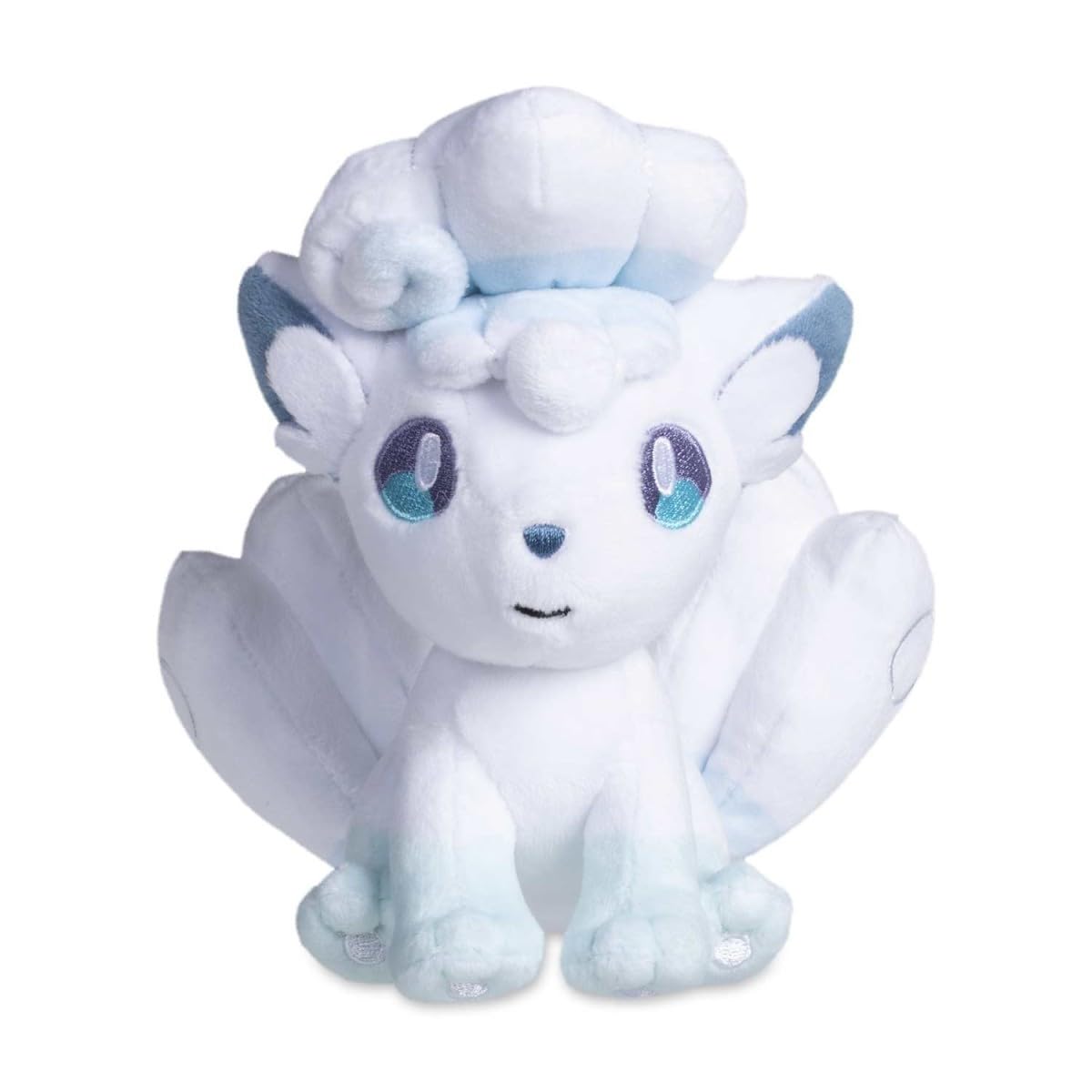 Pokémon Center Alolan Vulpix plush weighted with microbeads for stable display.