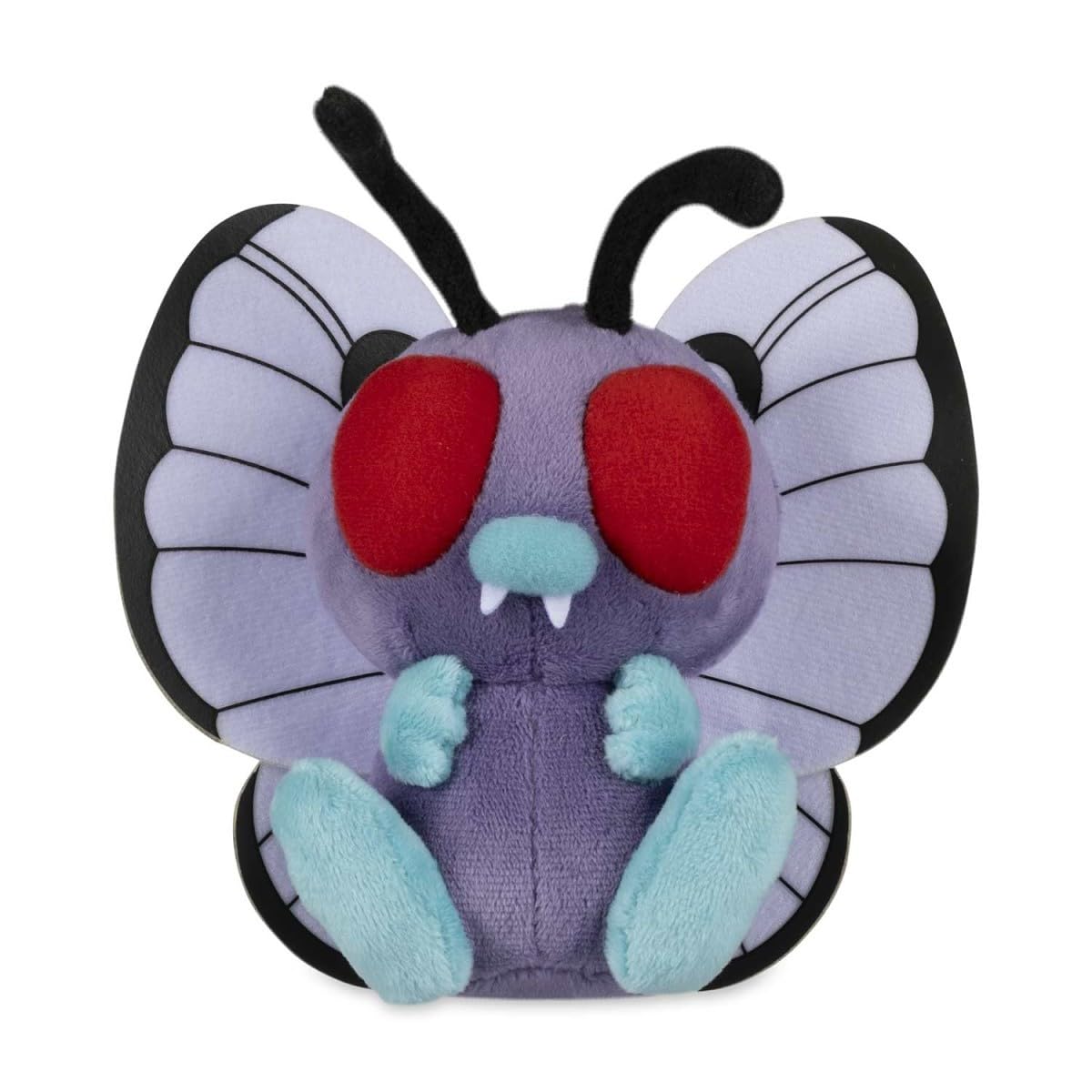 Pokémon Center Butterfree Sitting Cuties Plush weight helps sit upright on shelves.