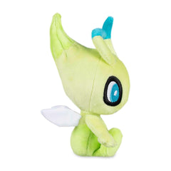 Pokémon Celebi Sitting Cuties Plush desk-display close-up, highlights microbeads and texture.