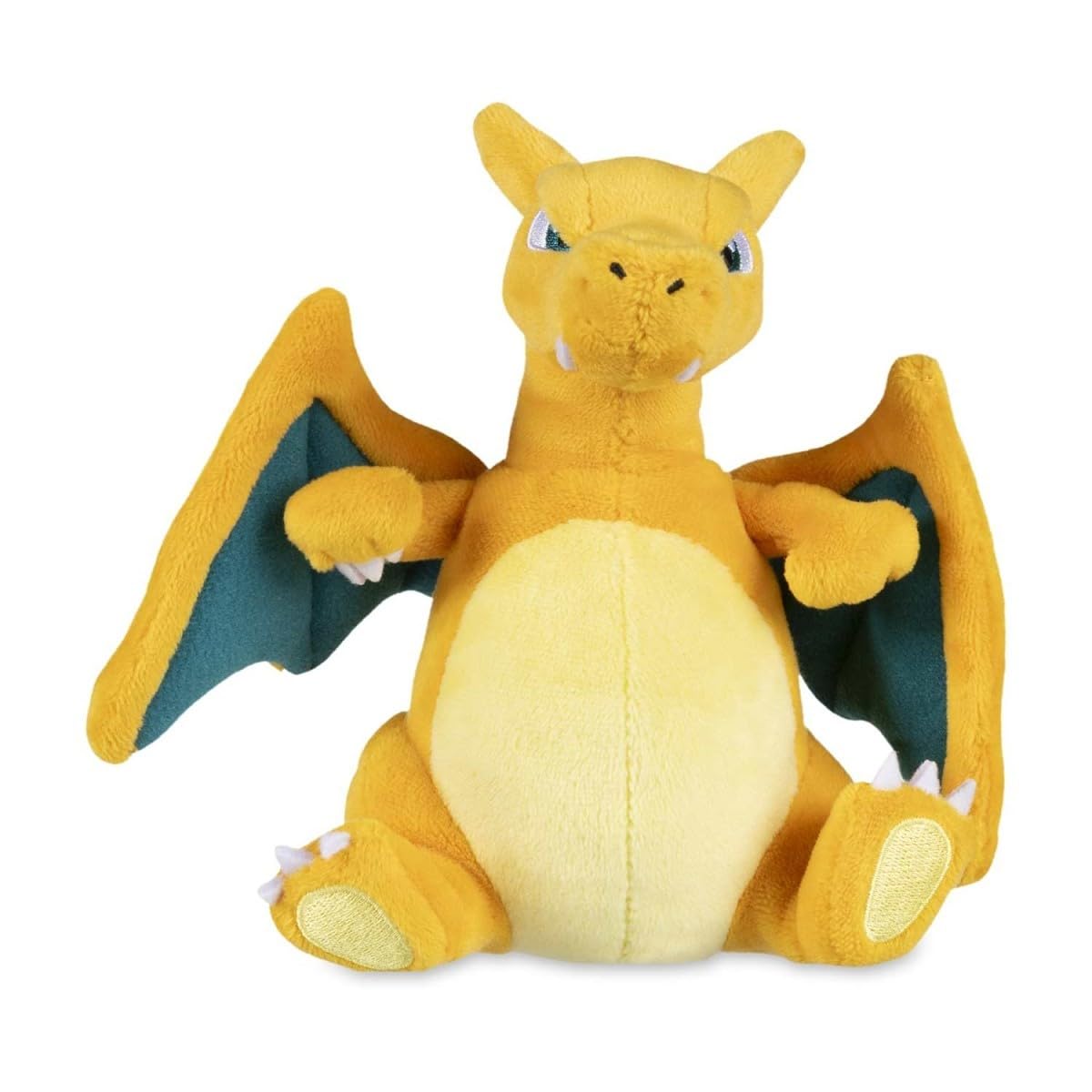 Pokémon Center Charizard Sitting Cuties Plush side view, ideal desk decor for Fire-type fans.