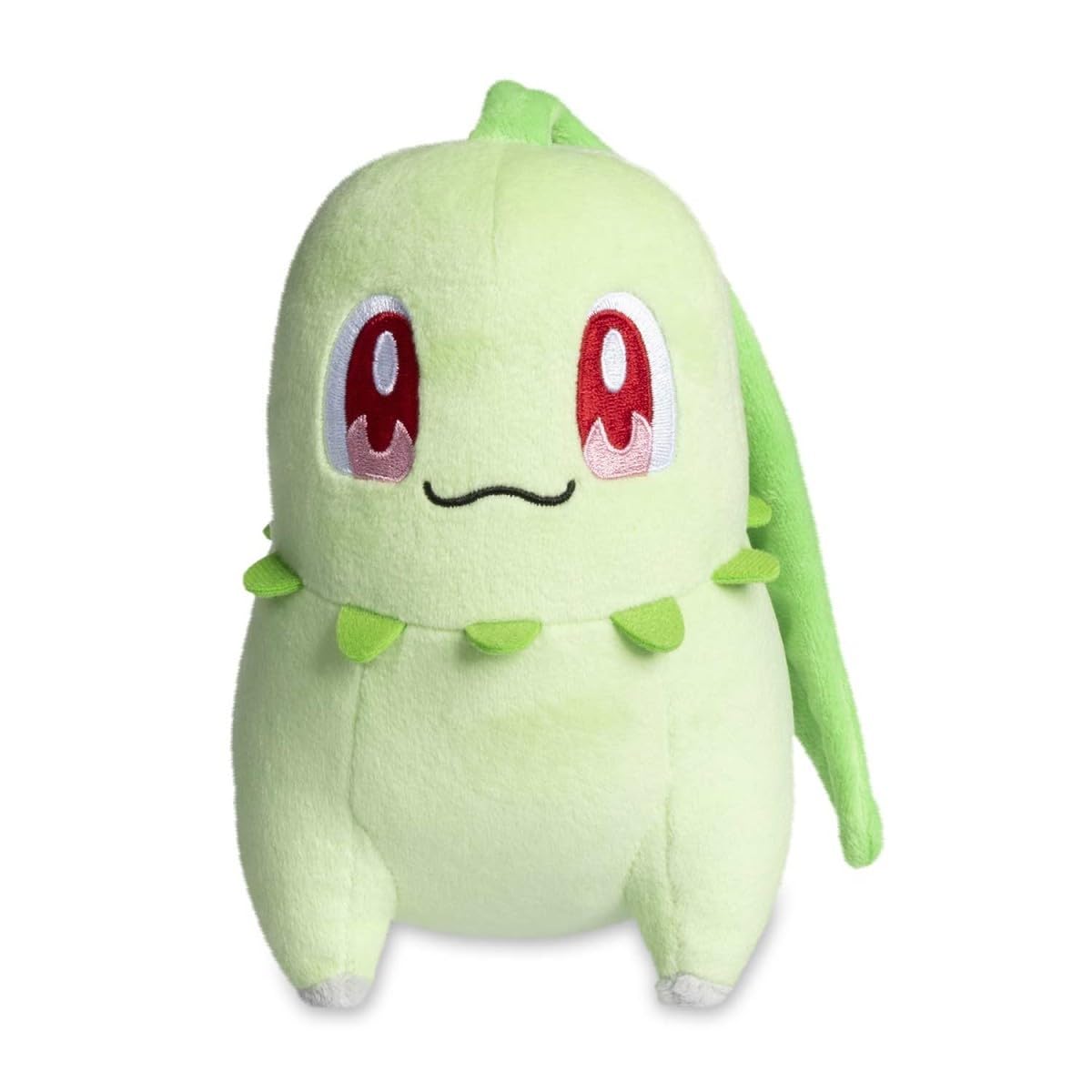 Chikorita plush full view with compact size for desk or shelf display.
