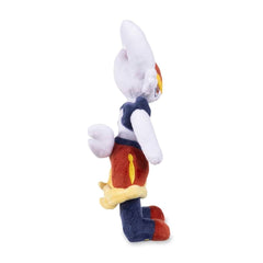 Eight-point-seven-five-inch tall Cinderace plush for desk display
