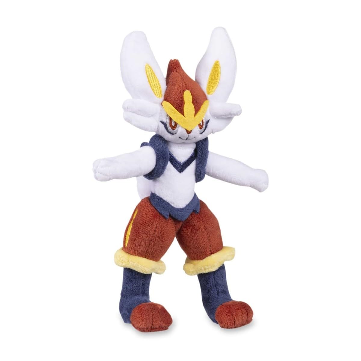 Cinderace plush on a shelf enhances a collection display