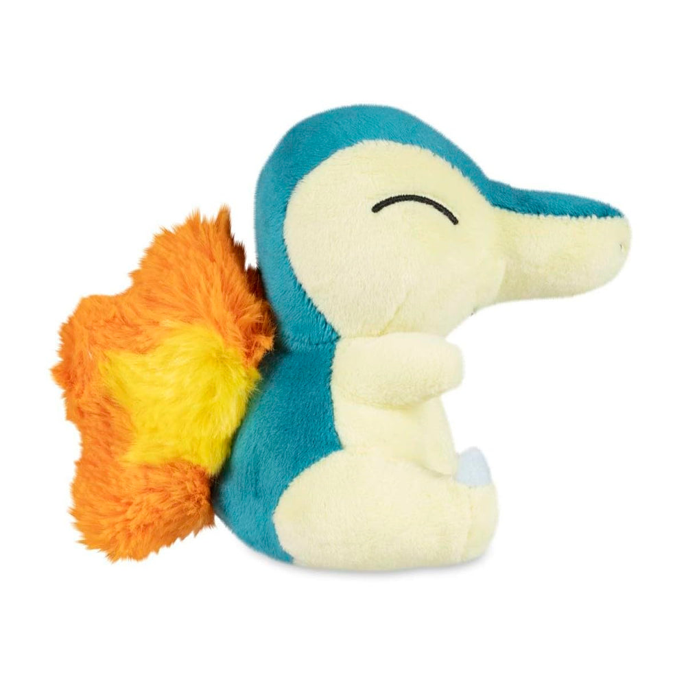 Pokémon Center Cyndaquil Sitting Cuties Plush on desk, ready to brighten space.