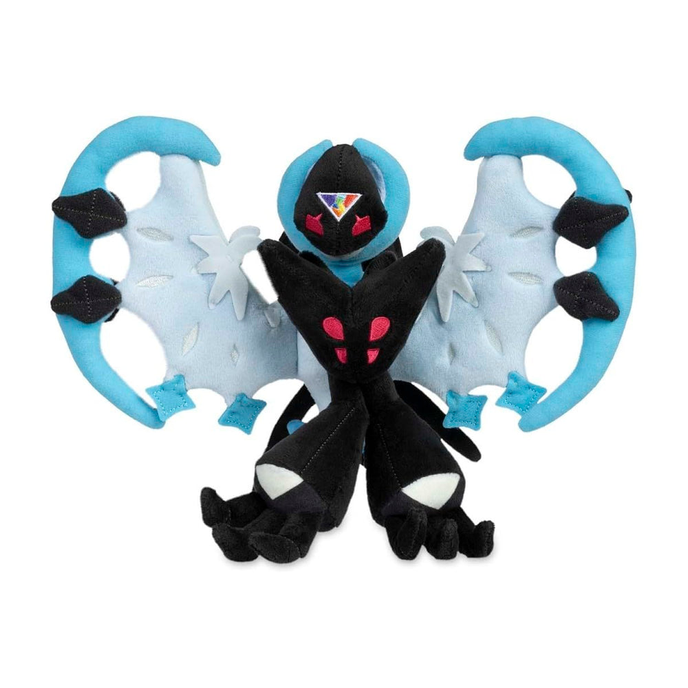 Pokémon Center Dawn Wings Necrozma plush, palm-size, weighted for upright posing.