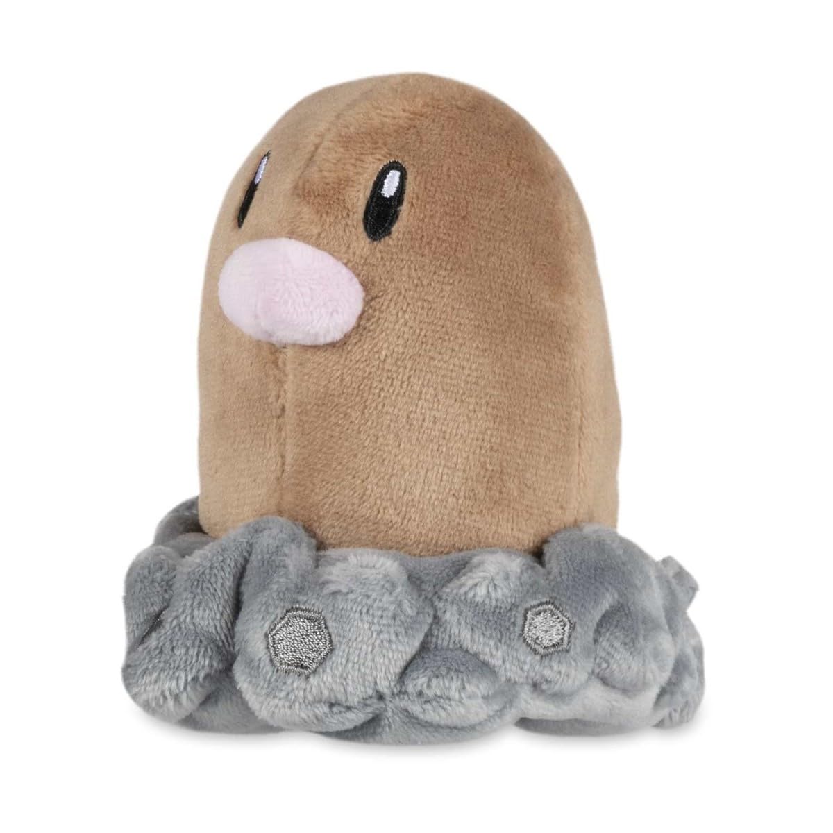 Pokemon Center Diglett Sitting Cuties Plush front view weighted to sit upright on surfaces