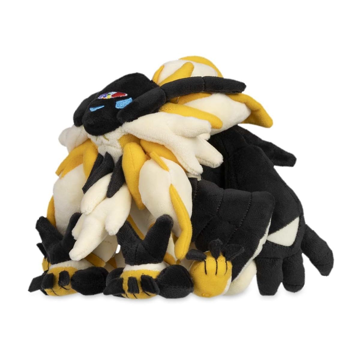 Pokémon Center Dusk Mane Necrozma plush front view, ideal desk companion.