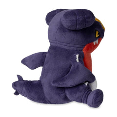 Pokémon Center Garchomp Dolls Plush embroidery-details image emphasizes quality craft for display.