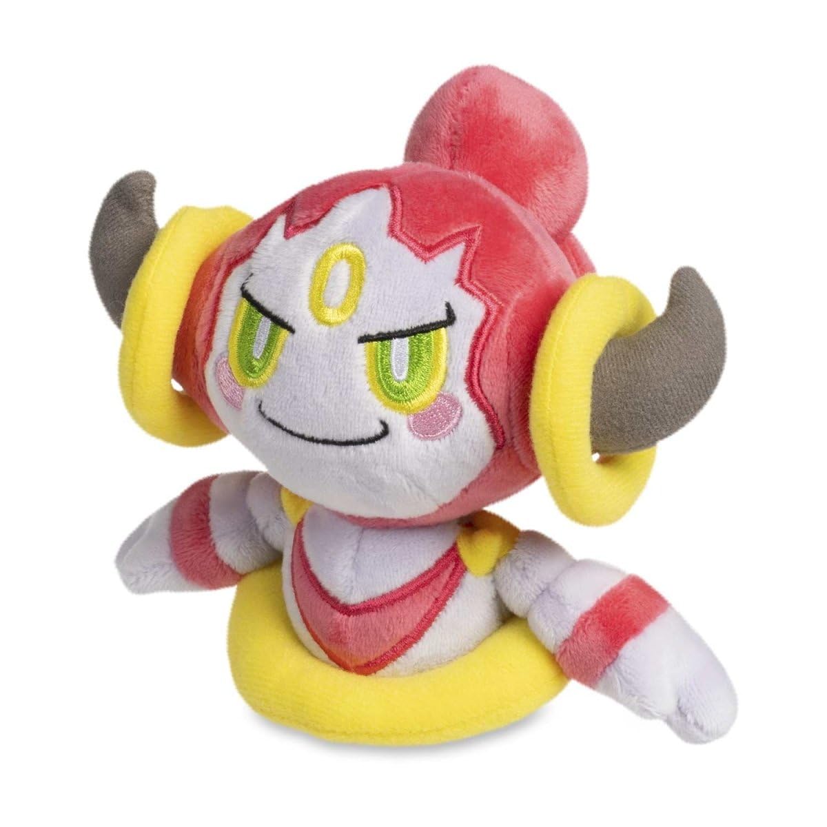 Pokémon Center Hoopa Confined Sitting Cuties Plush perched on a desk as a cute upright companion