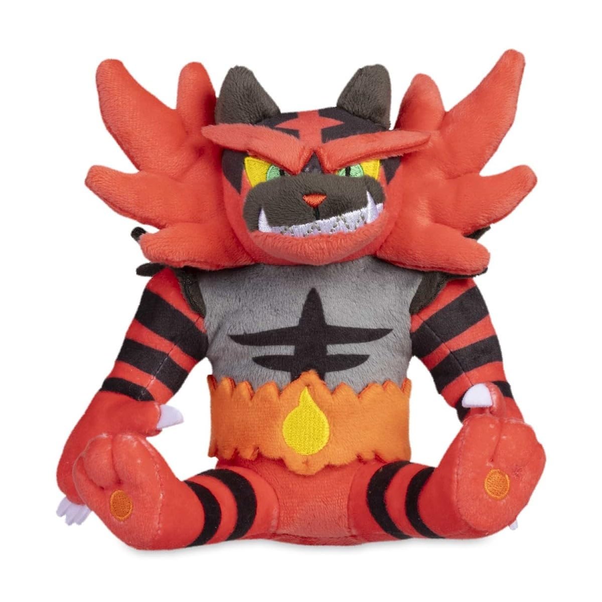 Pokémon Center Incineroar Sitting Cuties plush designed for desk display and shelf charm.