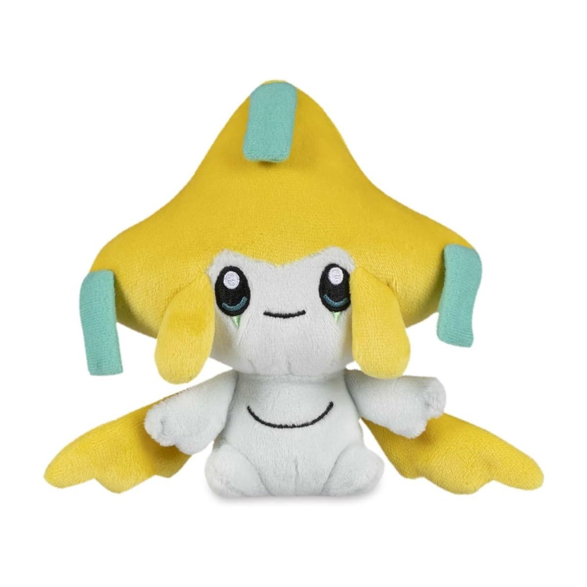 Pokémon Center Jirachi Sitting Cuties plush on a desk, ready to brighten your space.
