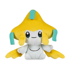 Pokémon Center Jirachi Sitting Cuties plush on a desk, ready to brighten your space.