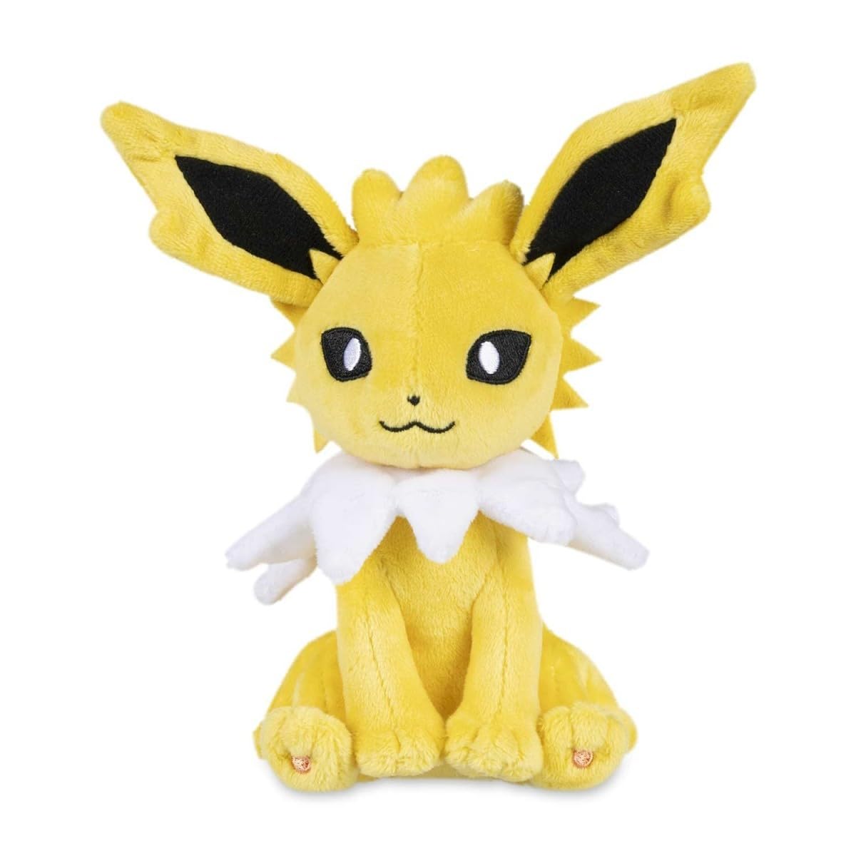 Pokémon Center Jolteon Sitting Cuties Plush close-up reveals microbeads for stable upright posing.