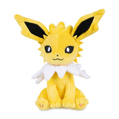 Pokémon Center Jolteon Sitting Cuties Plush close-up reveals microbeads for stable upright posing.