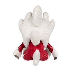Lycanroc Midnight Form Sitting Cuties plush resting on a shelf for display