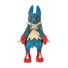 Close-up of embroidered Lucario features on the Mega Lucario Plush.