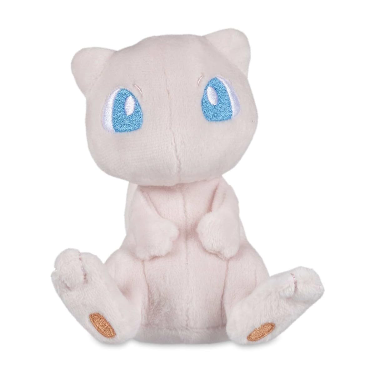 Pokemon Center Mew Sitting Cuties Plush side view highlighting compact, palm-sized form