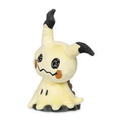 Pokémon Center Mimikyu Disguised Form Sitting Cuties Plush on desk for charming display