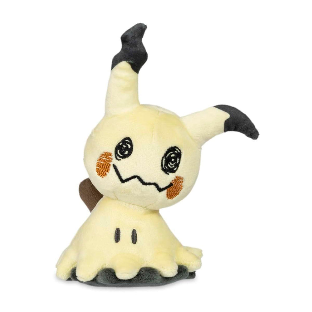 Pokémon Center Mimikyu Disguised Form Sitting Cuties Plush on shelf with playful flair