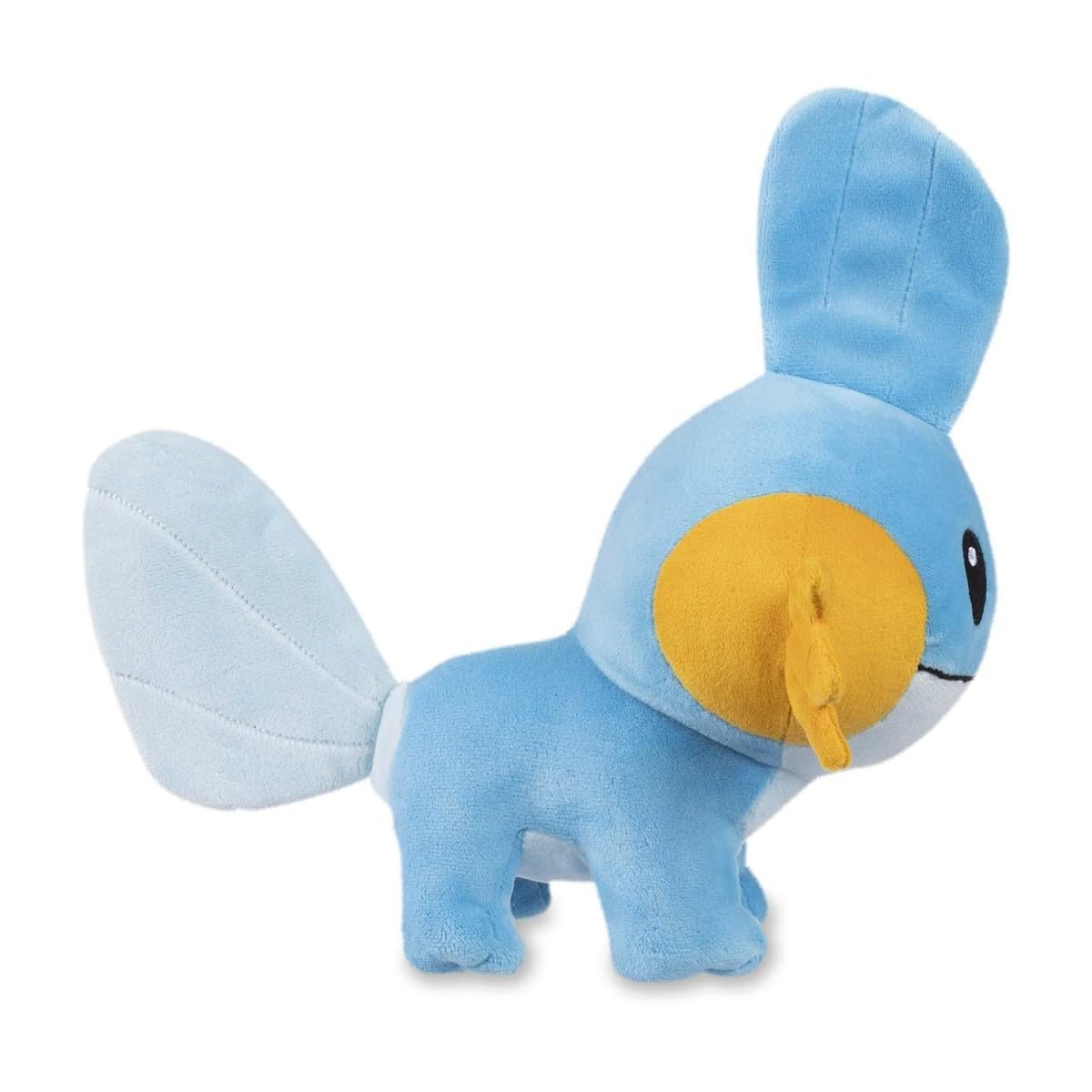 Pokémon Mudkip Poké Plush embroidery details enhance character and collectability.