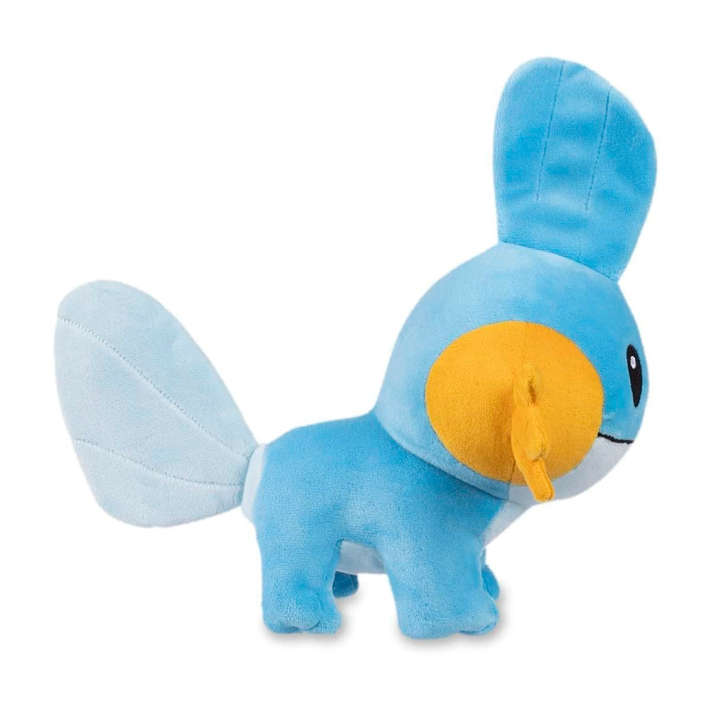 Pokémon Mudkip Poké Plush embroidery details enhance character and collectability.