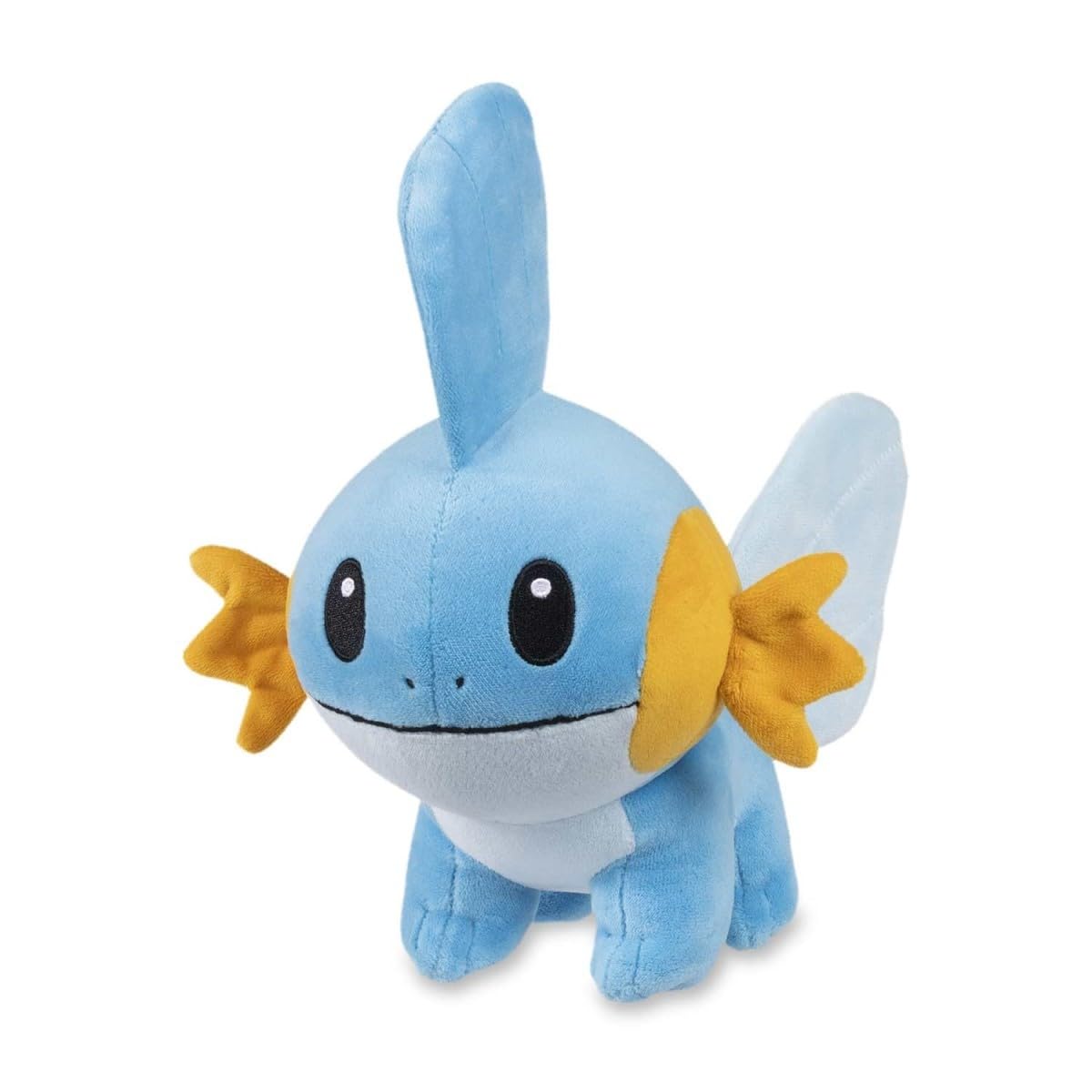 Pokémon Mudkip Poké Plush head close-up, ideal for cuddling on the go.
