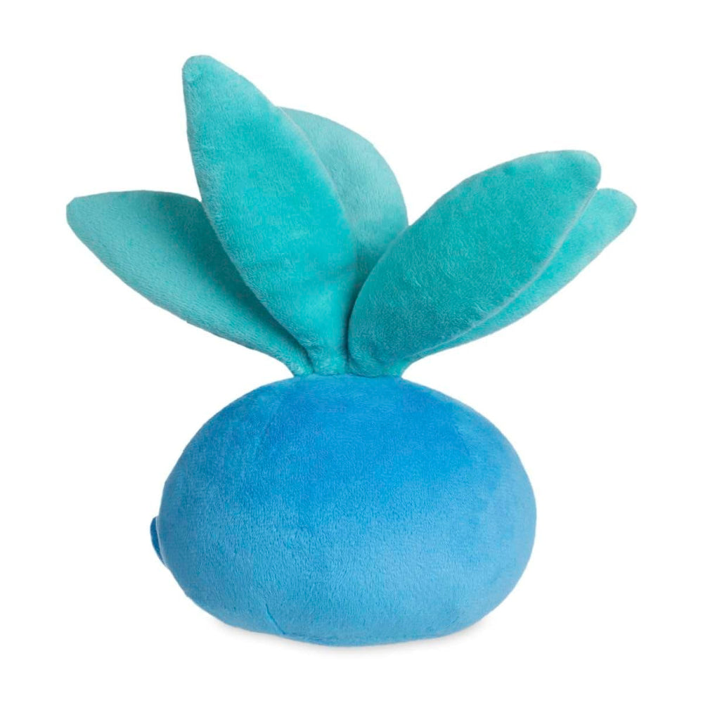 Pokemon Center Oddish Soda Pop Plush close-up of eyes showcases charm.