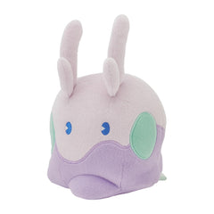 Goomy plush side view shows rounded form ideal for shelf decor.
