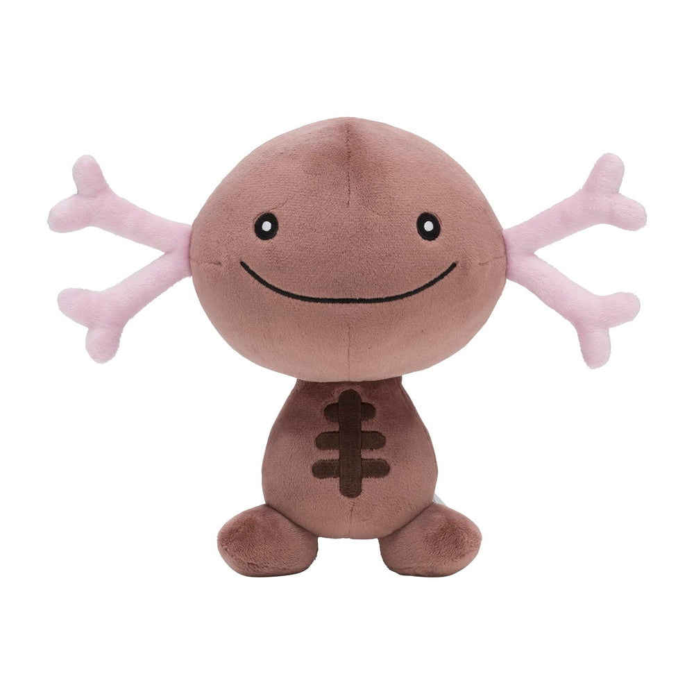 Pokémon Center 8-inch Paldea Wooper plush cuddling pose, ideal for display and hugs