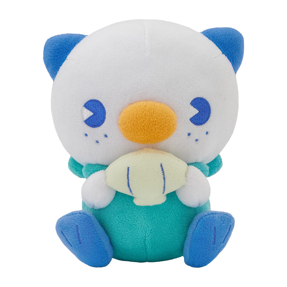 Pokemon Center Original Oshawott plush with soft fur and cuddly charm.