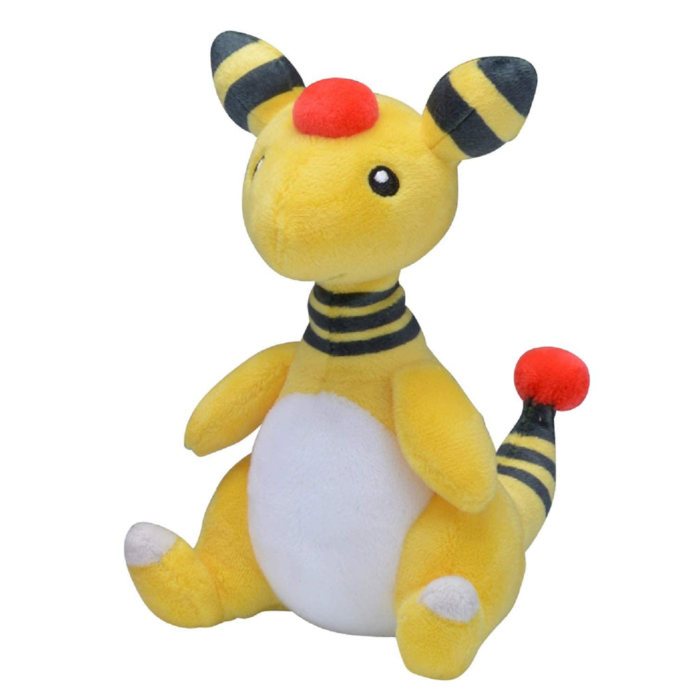 Pokémon Center Ampharos plush doll, side view, ideal for collectible display and hugs.