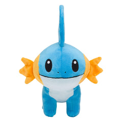 Pokemon Center Mudkip plush face, friendly expression ideal for display or gifting.