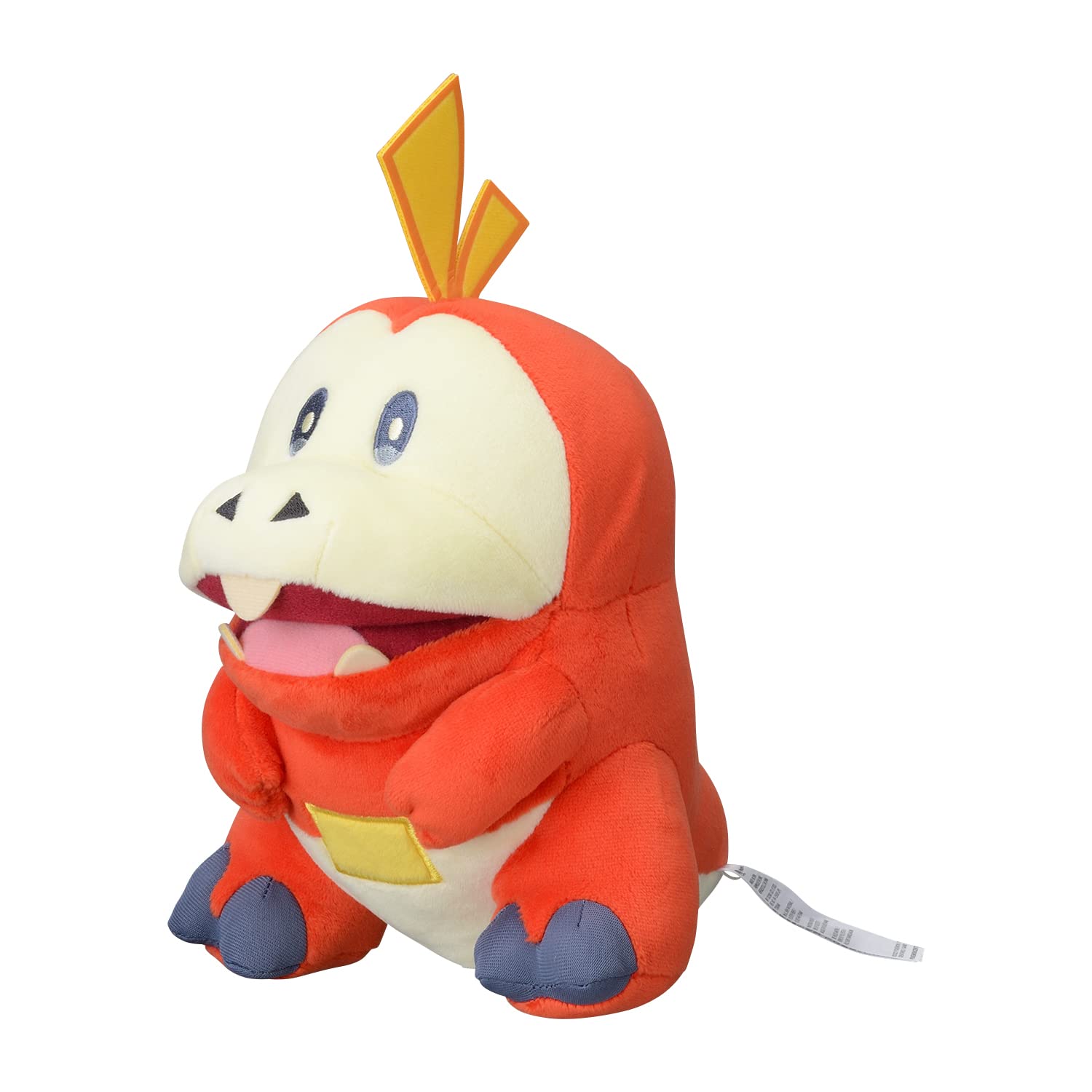 Pokemon Center Original Plush Fuecoco close-up stitching highlights soft fabric.