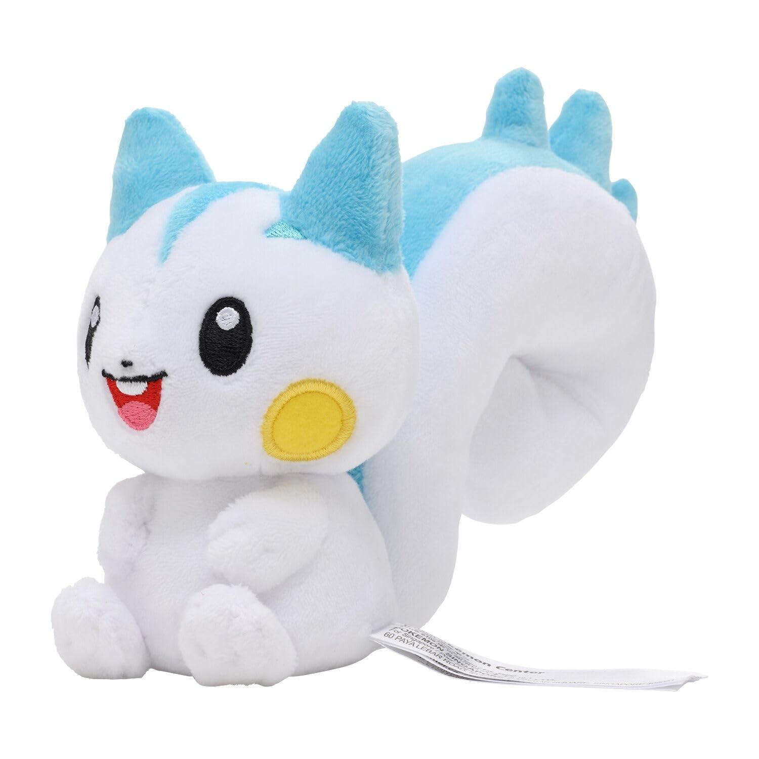 Pokémon Center Pachirisu Sitting Cuties plush in a cuddly pose for display.