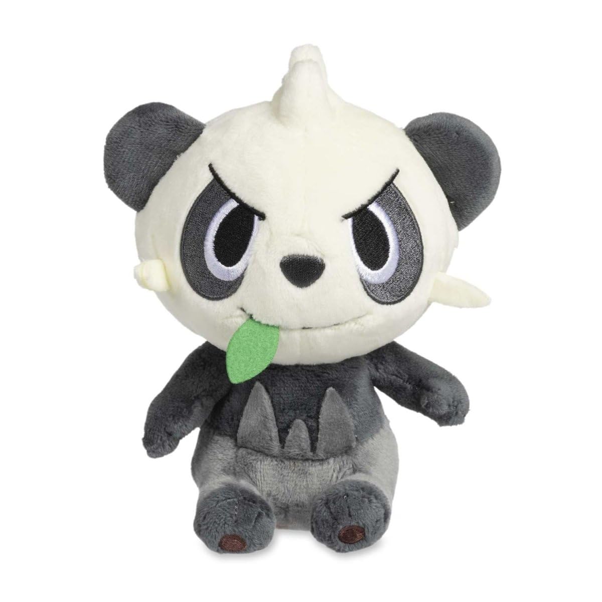Pokemon Center Pancham plush resting on a shelf as a soft desk companion