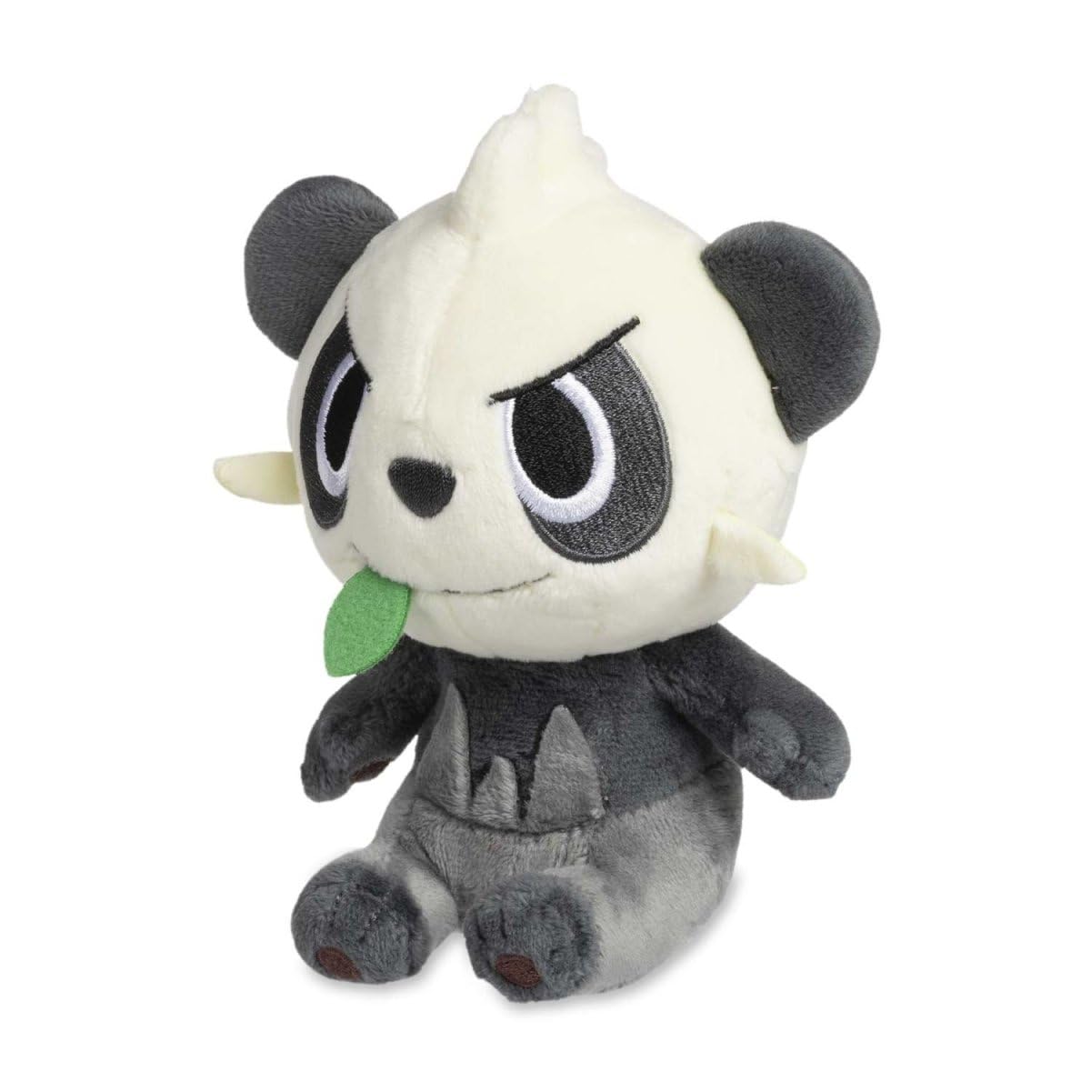 Pokemon Center Pancham Sitting Cuties Plush upright on a desk for charming display