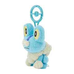 Back view of Froakie plush with carabiner, ideal for backpack attachment.