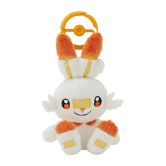 Pokemon Center Scorbunny plush with carabiner, easy to clip on bags.