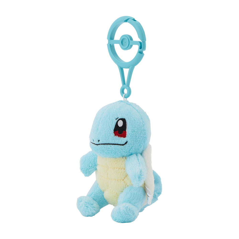 Pokémon Center Squirtle plush close-up shows soft fabric texture and stitching.