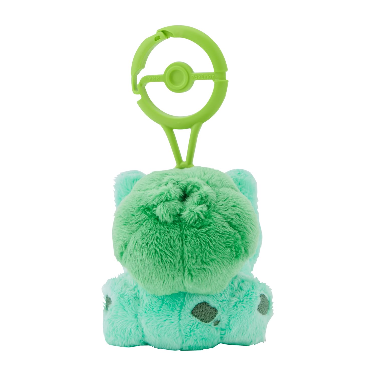 Pokémon Center Bulbasaur plush carabiner closeup showing durable attachment