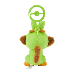 Pokemon Center Grookey plush with carabiner, bag-attachment view, handy for keys or decor