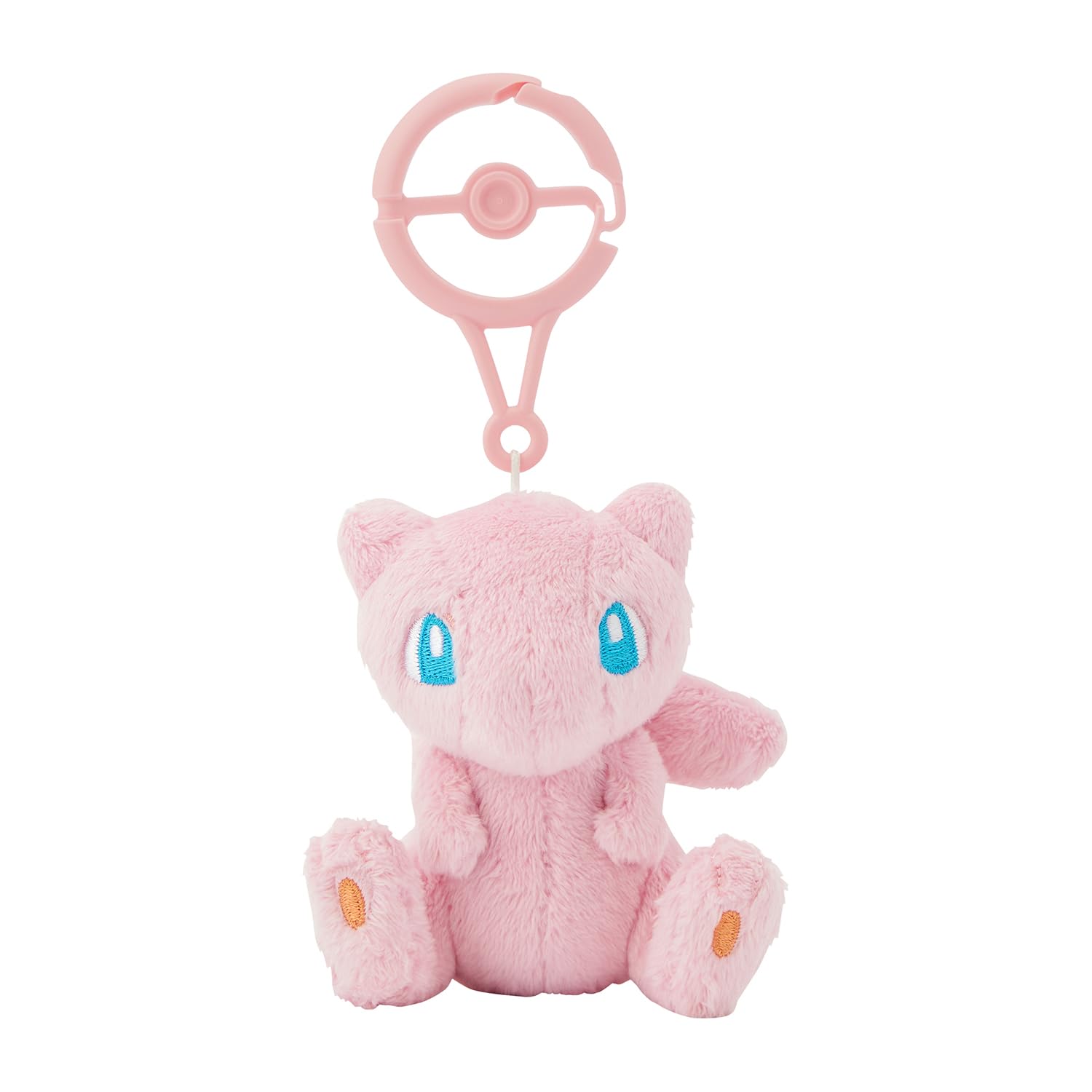 Pokemon Center plush with carabiner Mew, front view, ideal for on the go